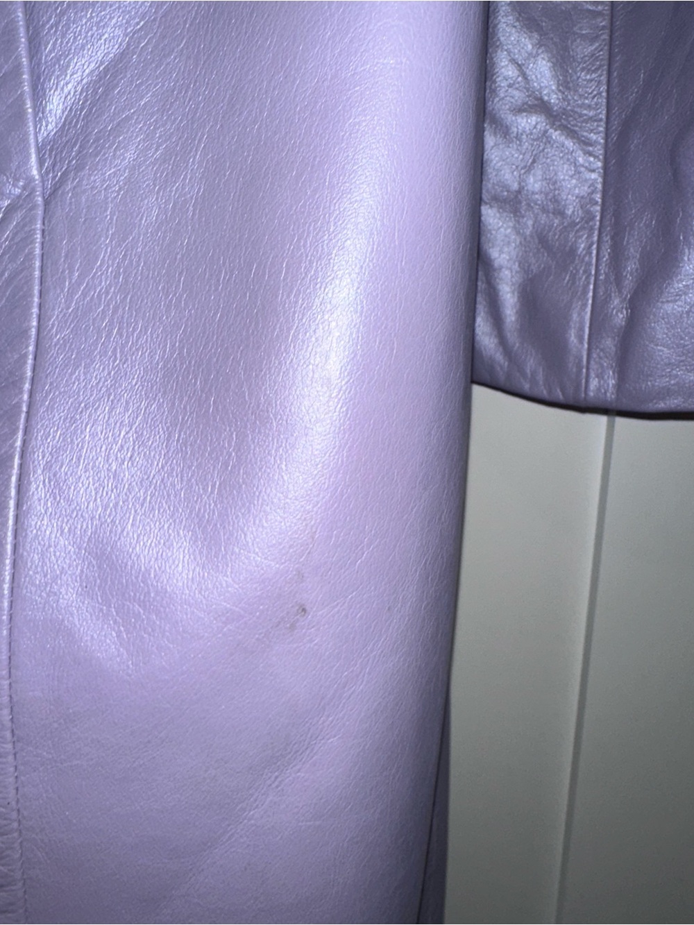 Iridescent Lavender Leather Coat - Women’s Jacket - Picture 5 of 8